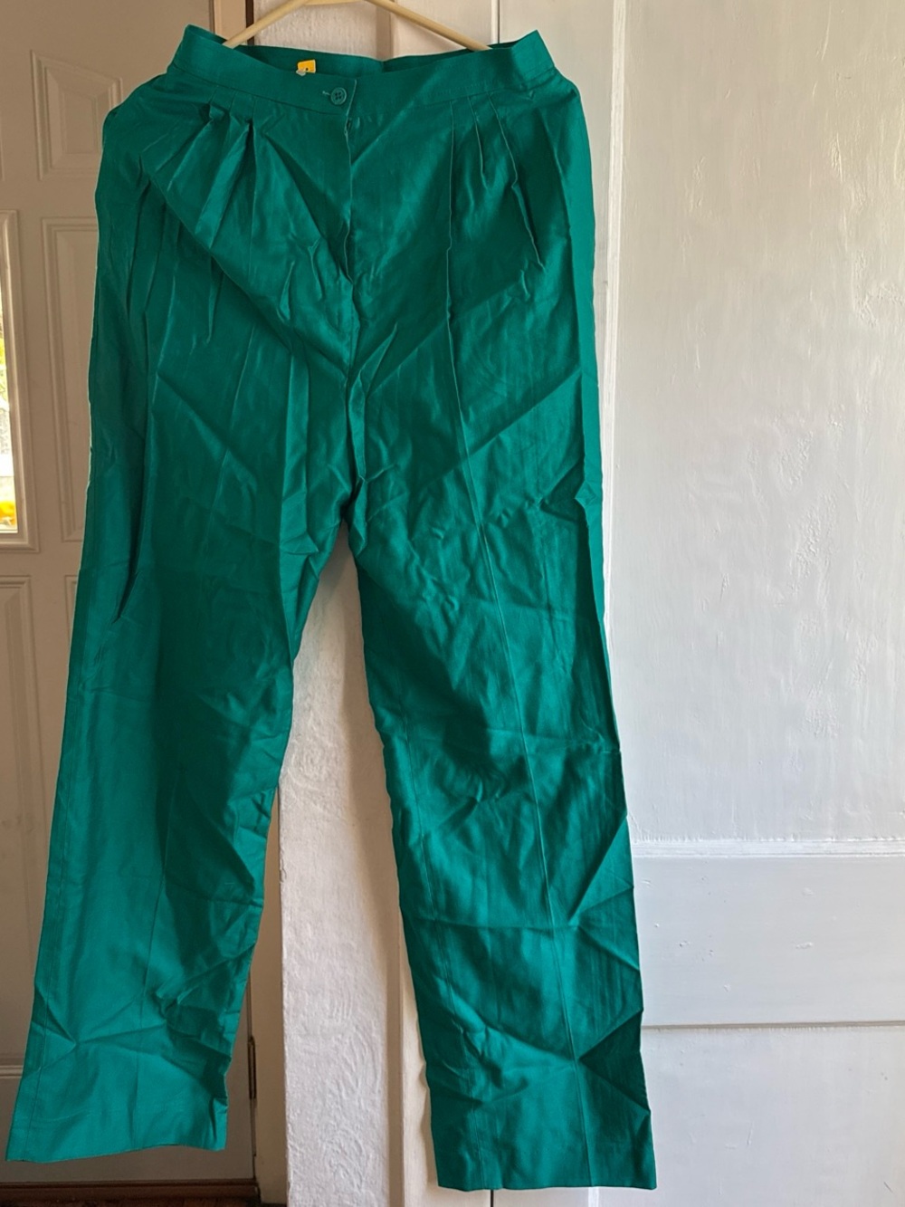 Vintage Emerald Green High-Waist Pleated Trousers